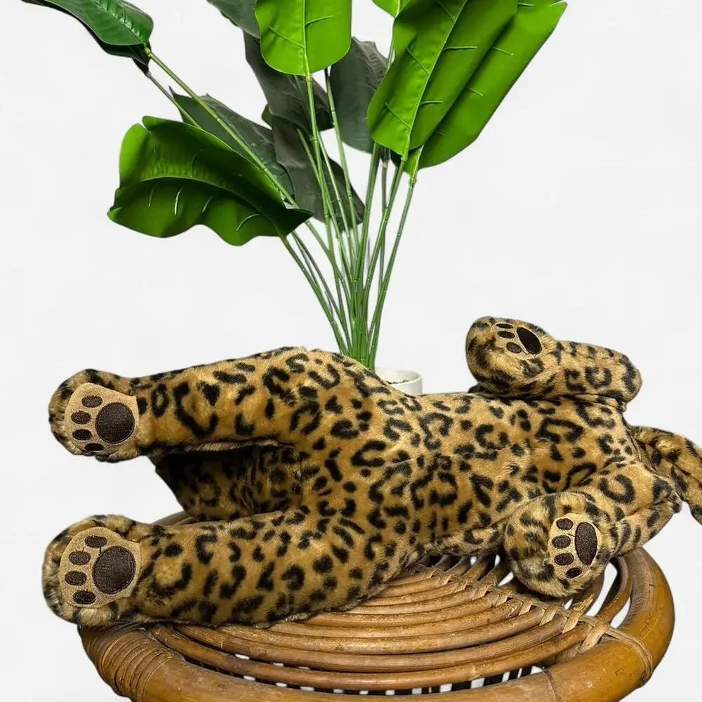 Steiff leopard plush lying big cat button in ear realistic jungle decor